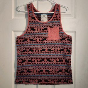 ON THE BYAS Polynesian Pink & Teal Tank Top Tee